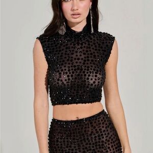 AKIRA Black Sheer Crop Top